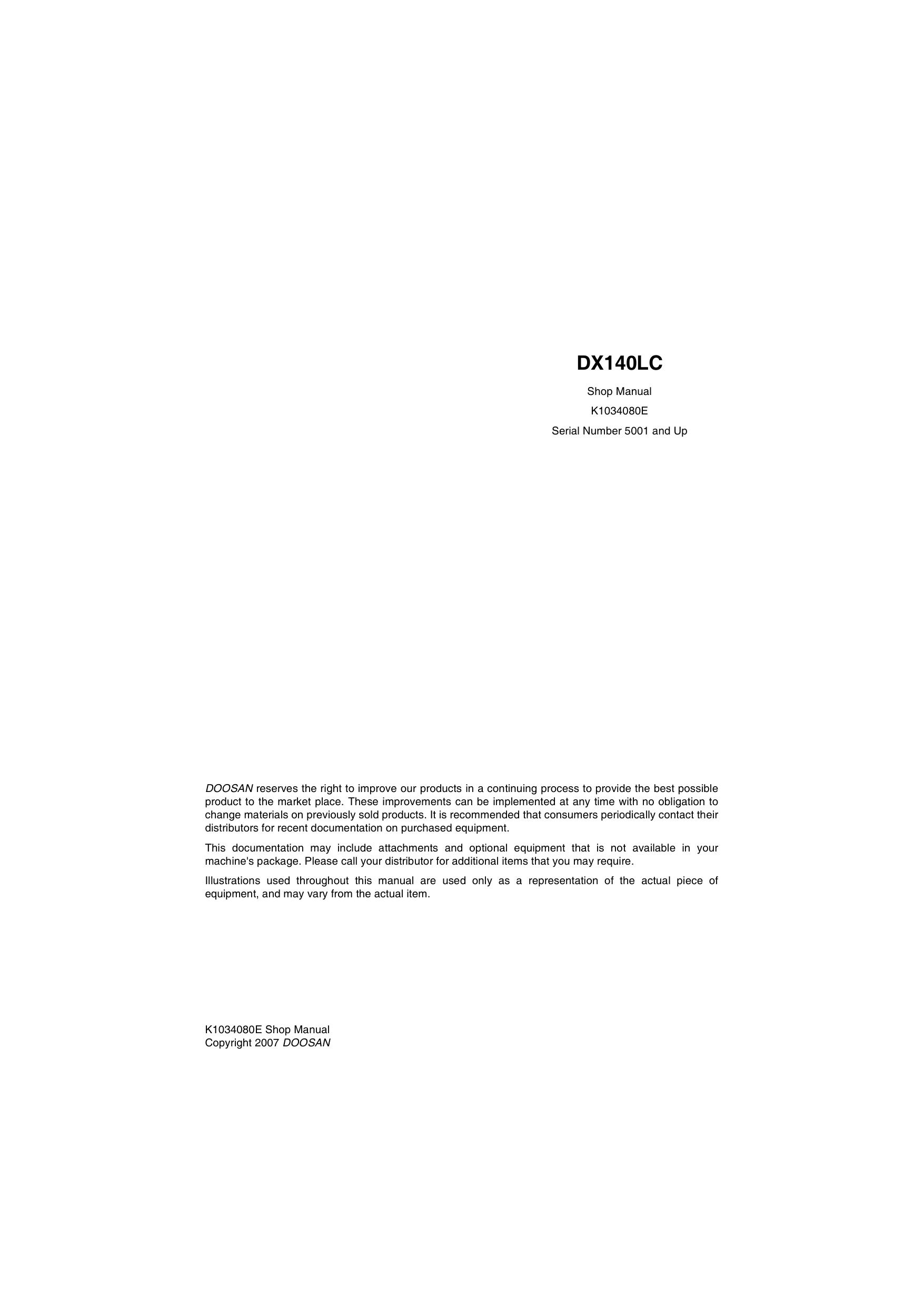 DX140LC Shop Manual Daewoo Doosan